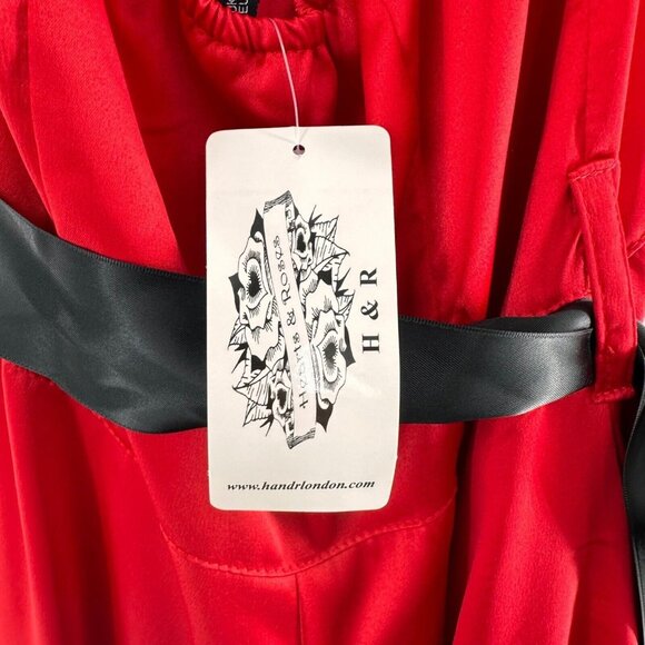 Hearts & Roses Halter Red Dress Black Bow & Tulle Underskirt Size 14 Whimsigoth - Picture 9 of 13